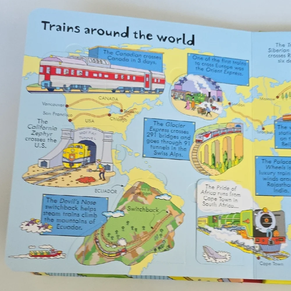 Look Inside Trains Book - Over 50 Flaps To Lift - Hardcover